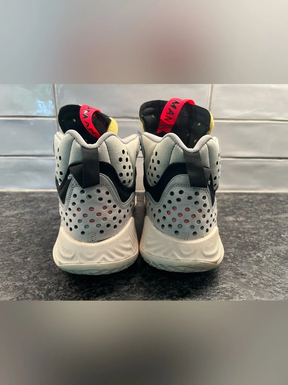 Nike Jumpman Men’s Grey, Black & Red High-Top Athletic Sneakers